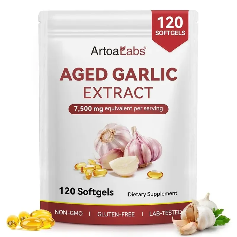 Aged Garlic Extract Softgels 7500mg Equivalent per Serving for Circulation & Heart Function Antioxidant & Immune Support 120Ct — image 8