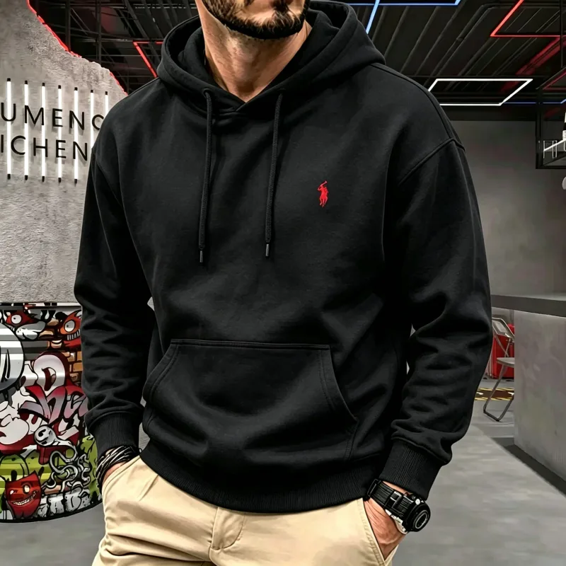Haut de gamme pour hommes à capuche à manches longues 2026 automne-hiver luxueux à la mode cheval broderie haut de golf sweat à capuche décontracté vêtements pour hommes