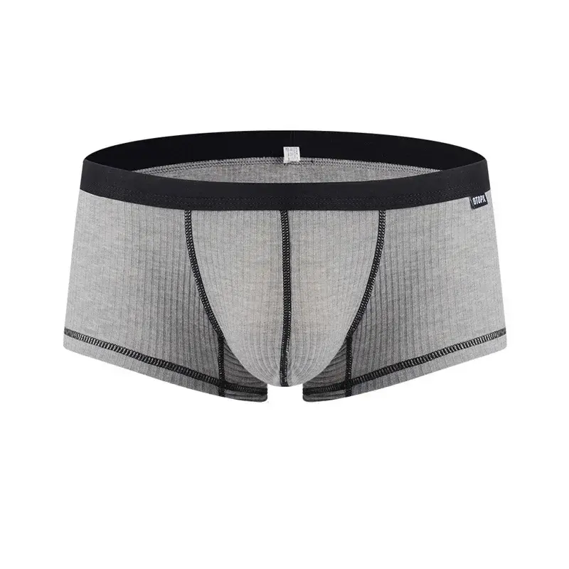 Cueca boxer masculina com design personalizado, cintura baixa, respirável, camada única, bolsa convexa em u