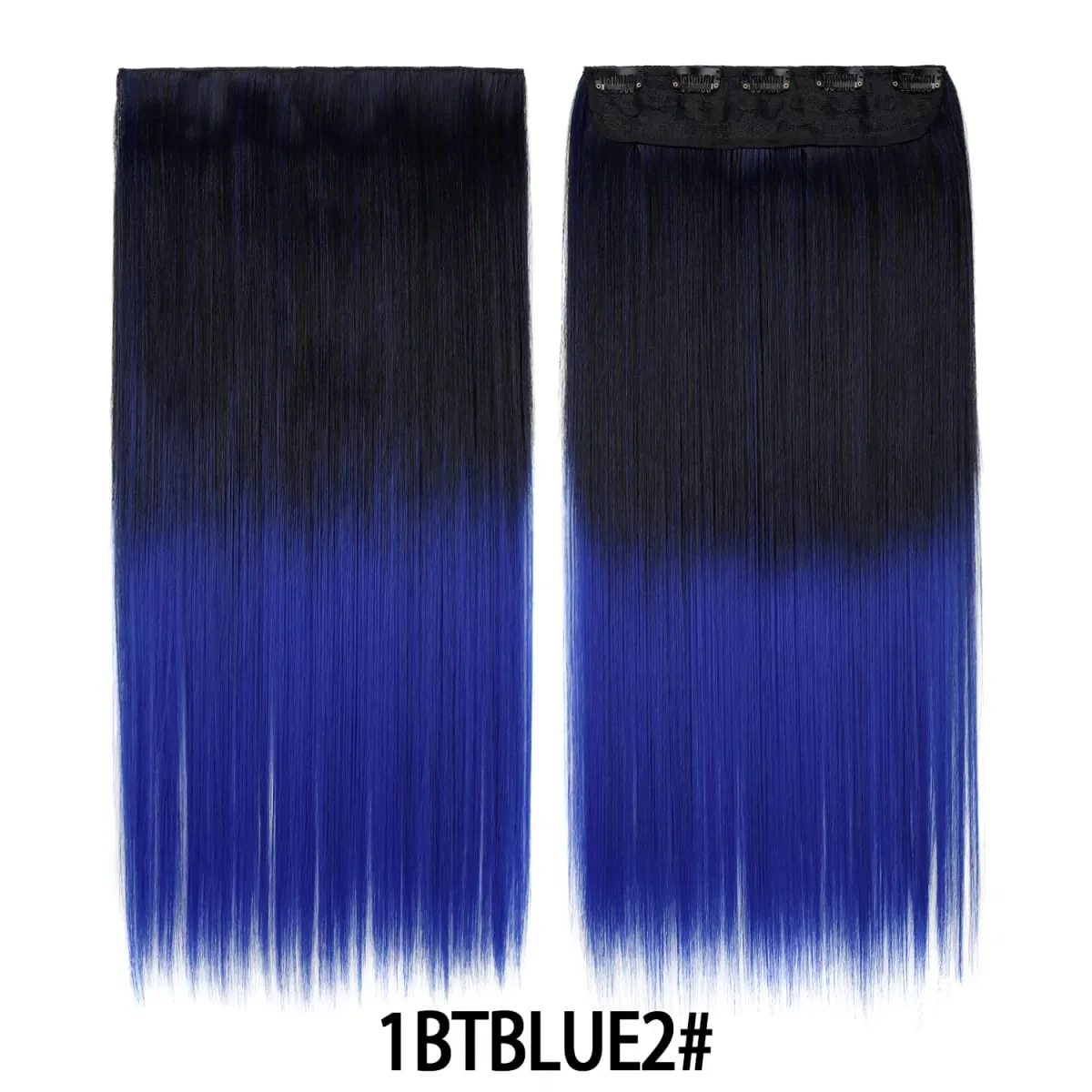 Jeedou Rainbow Hairpieces Clip In Hair Extension One Piece With 5Clips Ombre Color Straight Hair Wig For Girls Halloween Cosplay