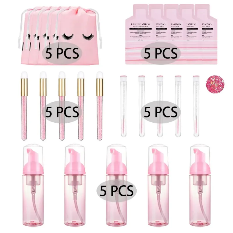 60ml 리필 가능 누출 방지 빈 폼 펌프 병 속눈썹 연장 샴푸 키트 래쉬 빗 튜브 청소 브러시 EVA 보관 가방 — image 10
