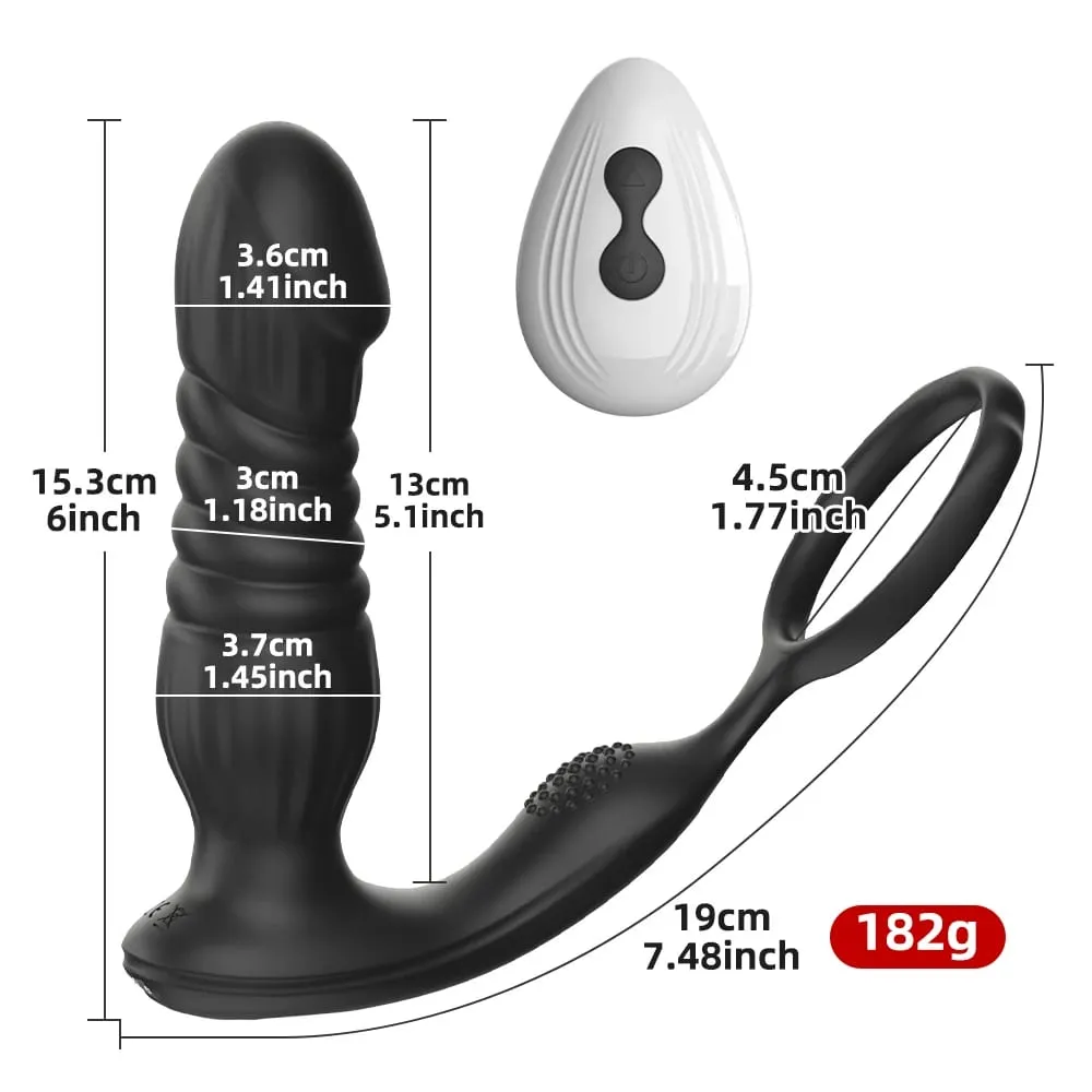 Empurrando Vibrador Anal com Anel Peniano Massageador de Próstata Plugue Anal Vibrador Controle Remoto Butt Plug Brinquedo Sexual para Homens e Casais — image 5