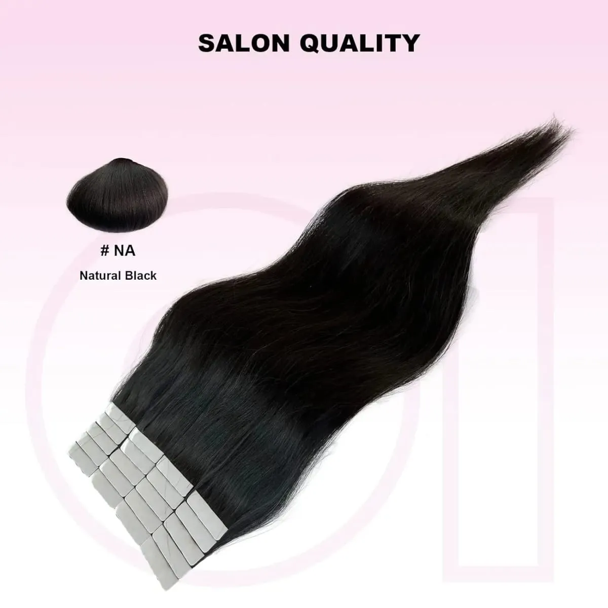 Straight Tape In Hair Extensions 50g Natural Black 100% Human Hair Tape Ins Full Head Seamless Invisible Adhesive Glue 26 Inches — image 5