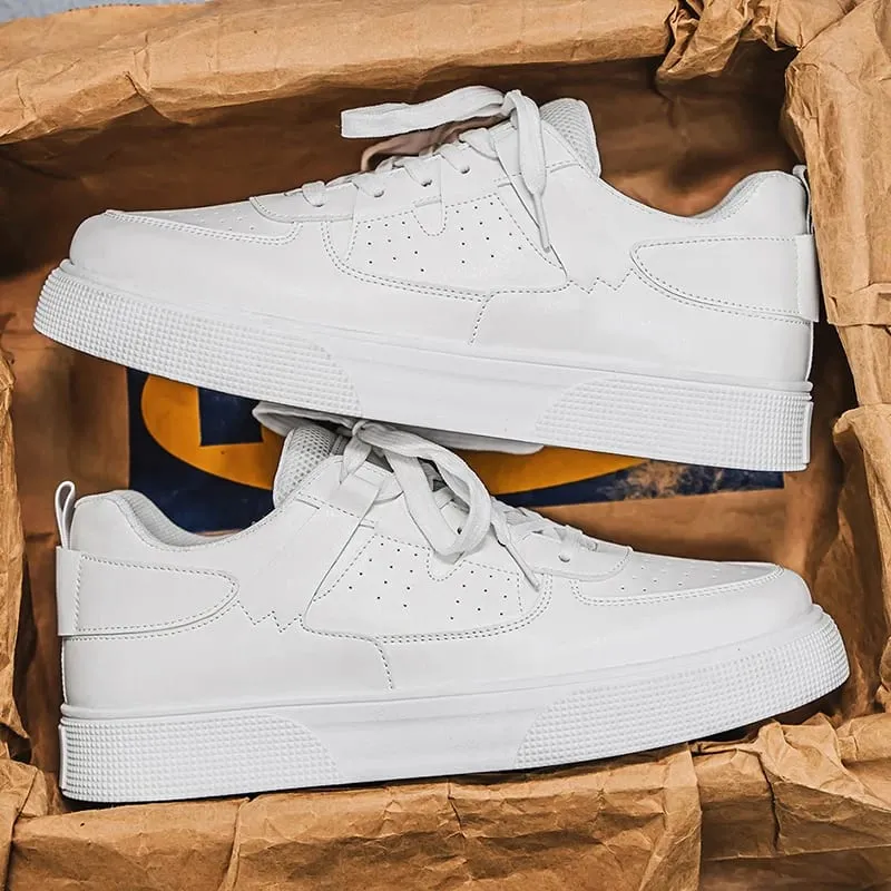 Men's White Black Casual Sneakers Thick Sole Platform Skateboard Shoes Fashion Breathable Streetwear Men's Sports Shoes — image 8