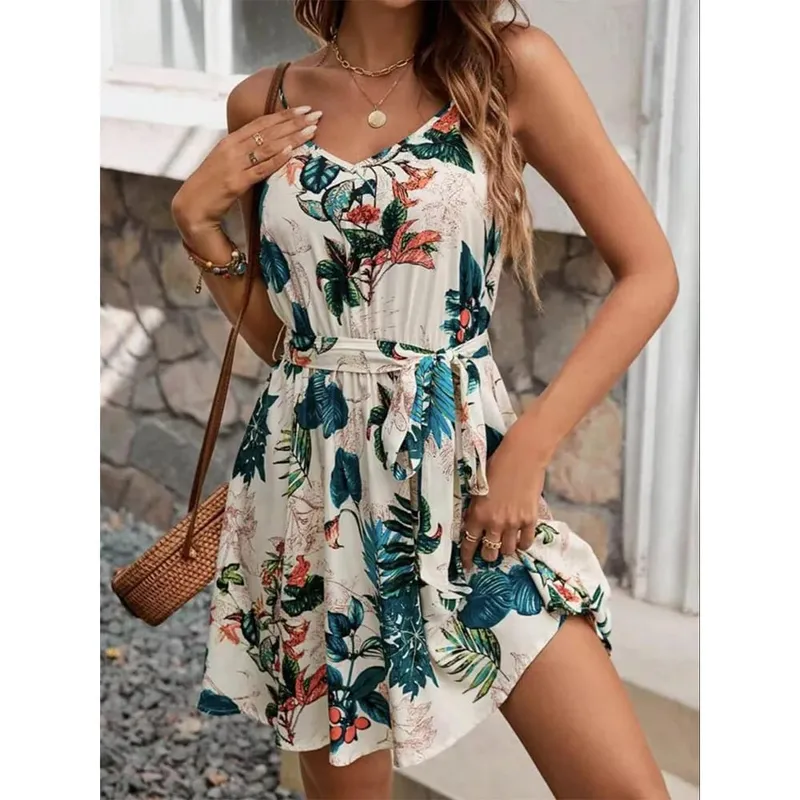 A Bohemian-Style Women's Belt Dress Suitable for Vacations and Outdoor Activities Comfortable and Fashionable. — image 8