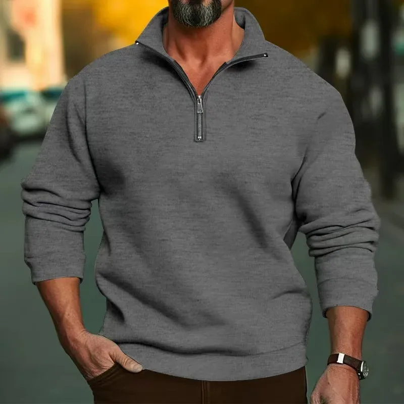2026 Outdoor Men Zipper Sweatshirts Spring Quarter Zip Pullover Half Zipper Hoodie Men Gym Man Autumn Solid Men Sweatshirt Coat — image 20