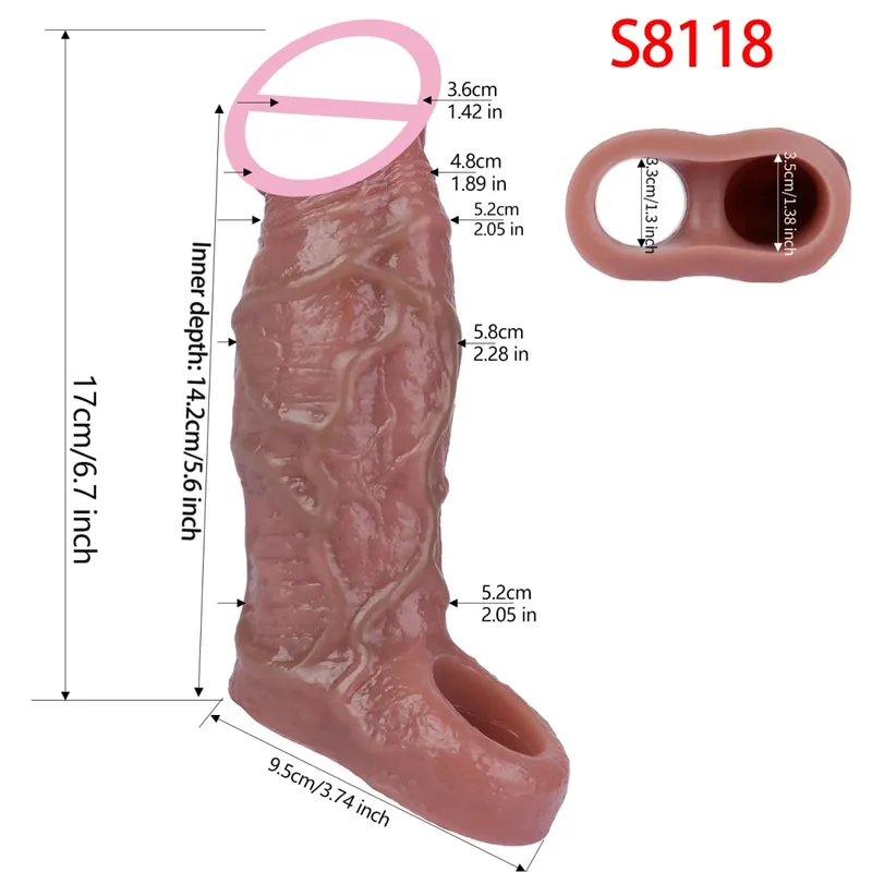 Close Head Realistic Penis Sleeve Szexjátékok férfiaknak Késleltetett magömlés Púshosszabbító Pároknak Sex Pleasure Sexshop — image 8