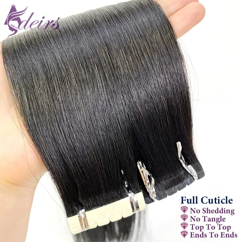 Mini Tape In Hair Extensions Really Human Hair Extensions Black Brown Blonde Invisible Tape In Straight 16"-26" For Salon — image 6