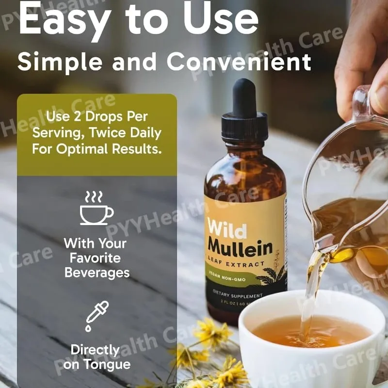 Mullein Drops with Ginger & Lemon for Lung Cleanse and Detox Mullein Leaf Extract for Respiratory Lung Health Detox for Smokers — image 4