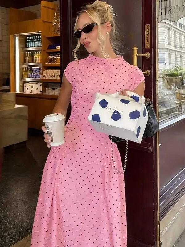 Women New Long Dresses Summer Elegant Upgraded Version Casual Polka Dots Party Dress Graceful Holiday Casual Slim Female Dresses — image 9
