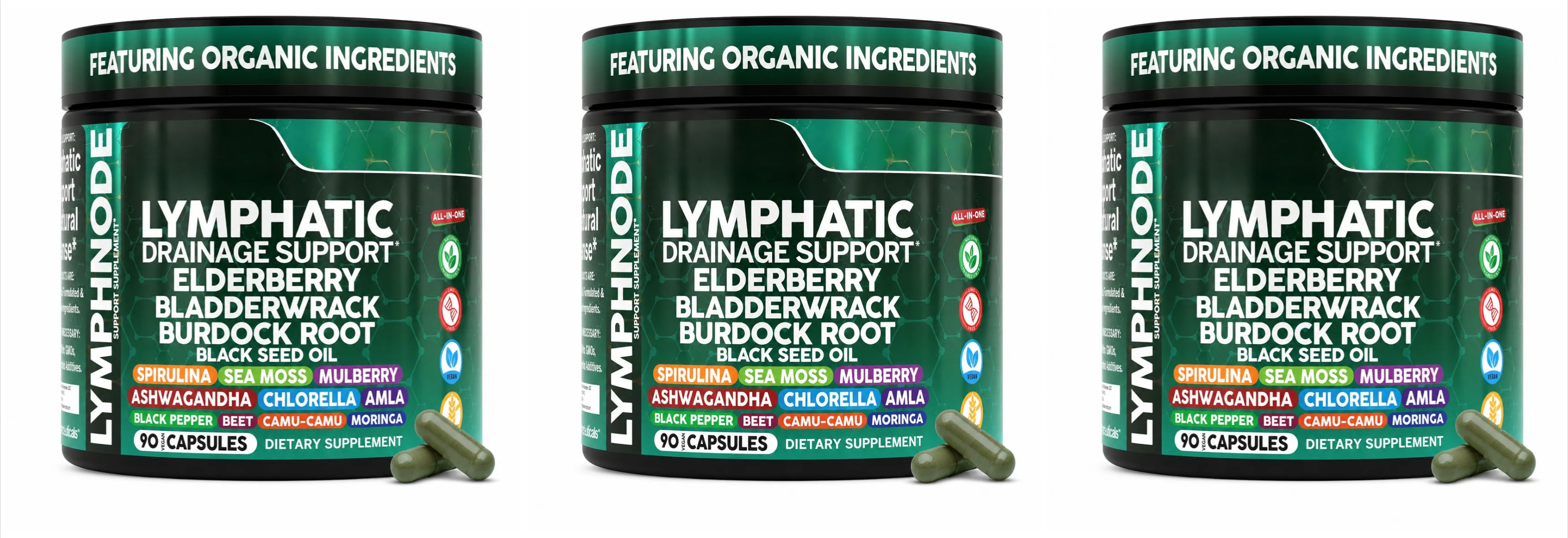 Organic Lymphatic Drainage Supplements with Elderberry Burdock Root Chlorella & Ashwagandha 90 Count Daily Wellness — image 9