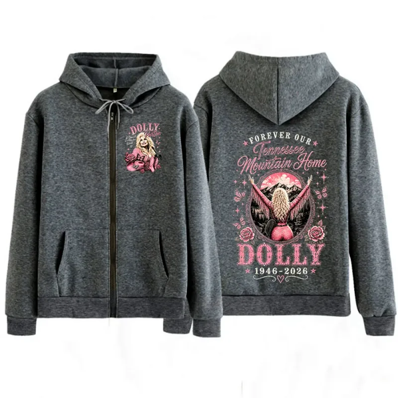 Dolly Parton Tribute 1946-2026 Country Music Zipper Hoodies Homens Mulheres Moda Casual Zip Up Moletom Com Capuz Jaquetas Casacos — image 7