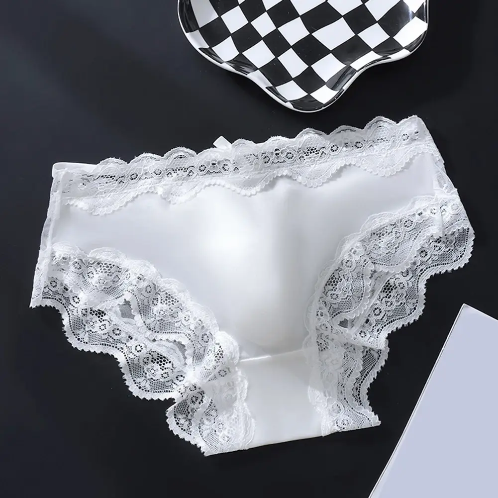Sexy masculino muito quente lingerielace cuecas de seda gelo acessórios sexy roupa interior quente sissy 3d bulge bolsa biquíni alta calcinha elástica — image 3