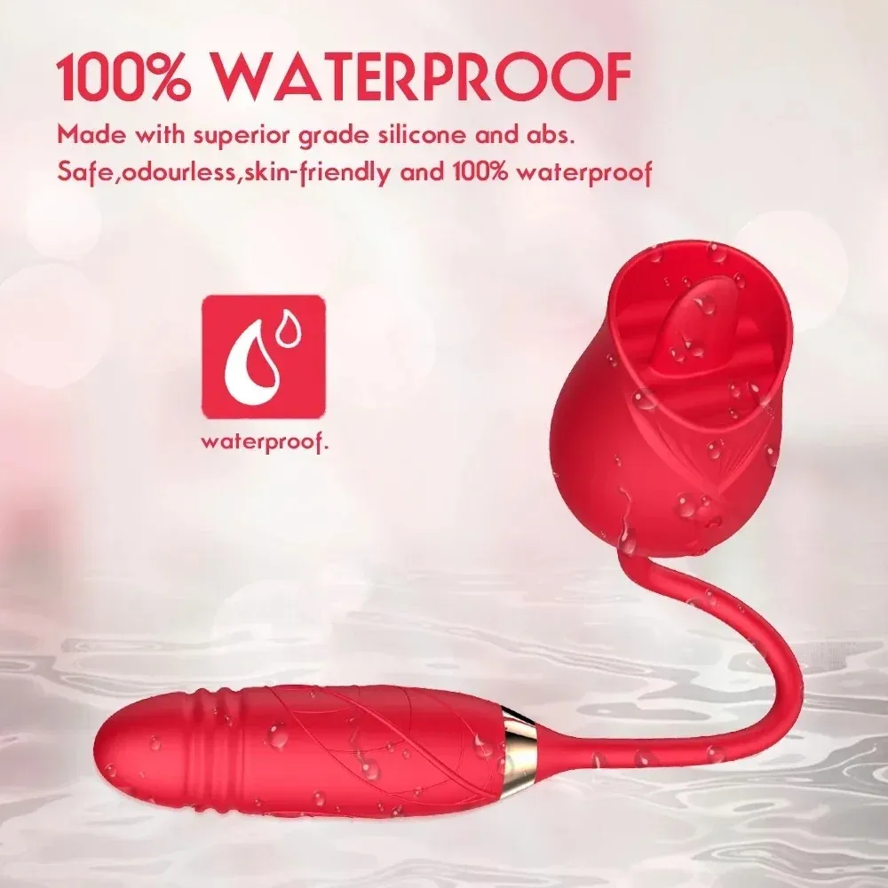 Rose Licking Vibrator para sa mga Babae Teleskopikong Dildo Napakahusay na Pagtulak sa Vagin Massager Dila Clitoris Stimulation Mga Laruan ng Pang-adulto — image 6