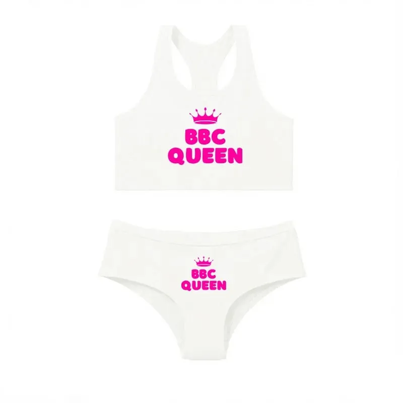 One Set BBC QUEEN Round Neck Tank Top And Panties Set Women's Underwear Sets Cute Cotton Underwear Sexy Lingerie For Women Set — image 8