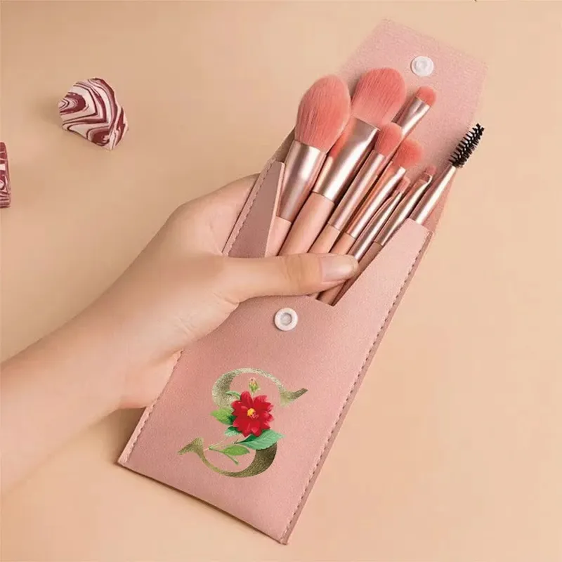 Beginners Makeup Brushes Set - Soft Fluffy Brushes For Face & Eye With PU Bag Ideal For Makeup Artists Golden Flower Pattern — image 17