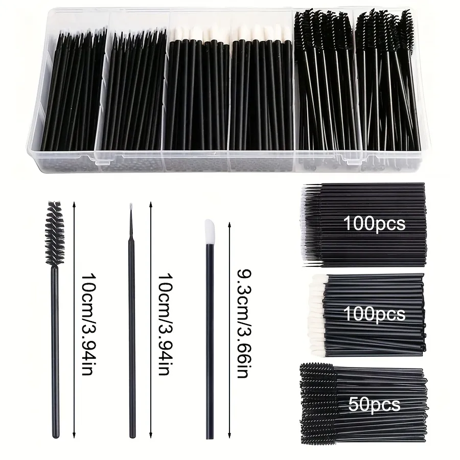 Conjunto de pincéis descartáveis de maquiagem, 250 peças-escovas de sobrancelha/rímel/delineador com caixa de armazenamento, ferramentas cosméticas profissionais para salão de beleza — image 5