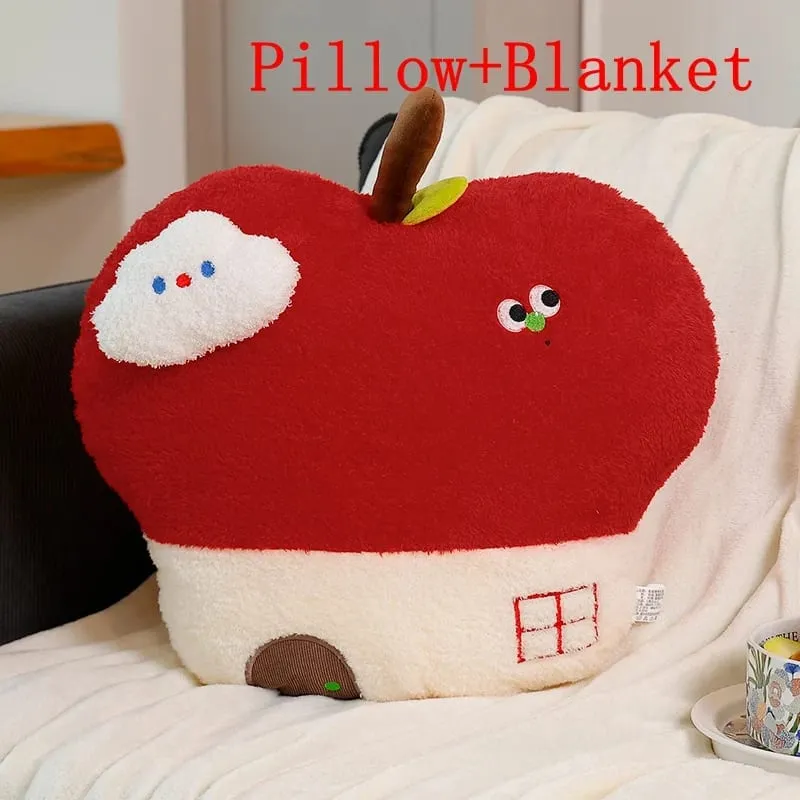 Cute Apple House Plush Pillow Optional With Blanket 2‑in‑1 Throw Cushion Kawaii Fruit Stuffed Pillow Sofa Bedroom Decor Gift — image 12
