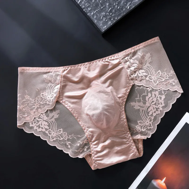 Män Spetstrosor Seamless Ice Silk Trosor Underkläder 3D Bulge Pouch Låg midja Gay Trosor — image 12