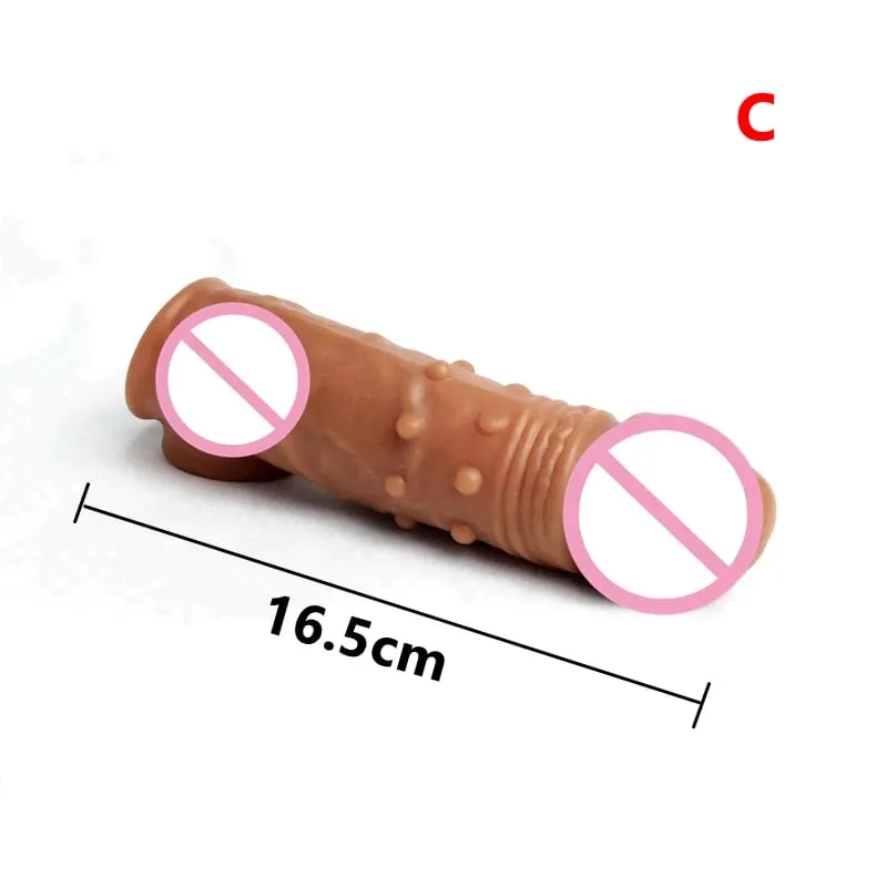 Realistisk Penisförlängning Cock Sleeve Återanvändbar Silikon Penisförstorare Fördröjning Kondomer För Män Dildo Enhancer Sexleksaker Erotisk butik — image 20
