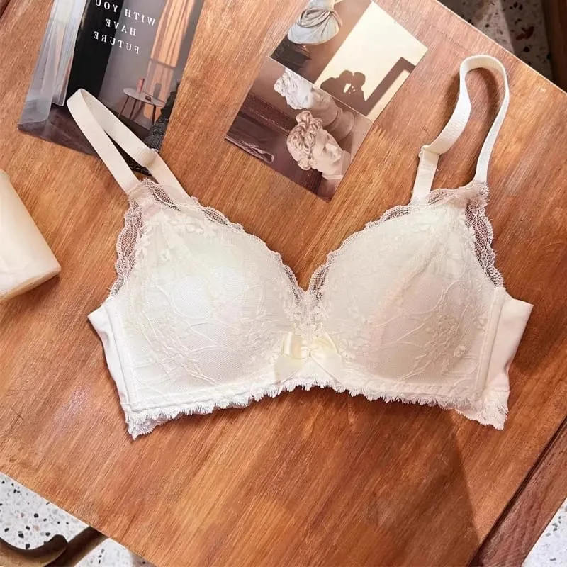 French Style Wireless Shaping Lingerie Set Push Up Lift Anti Sagging Lace Bra Luxury Comfort Support Ladies Daily Underwear — image 6