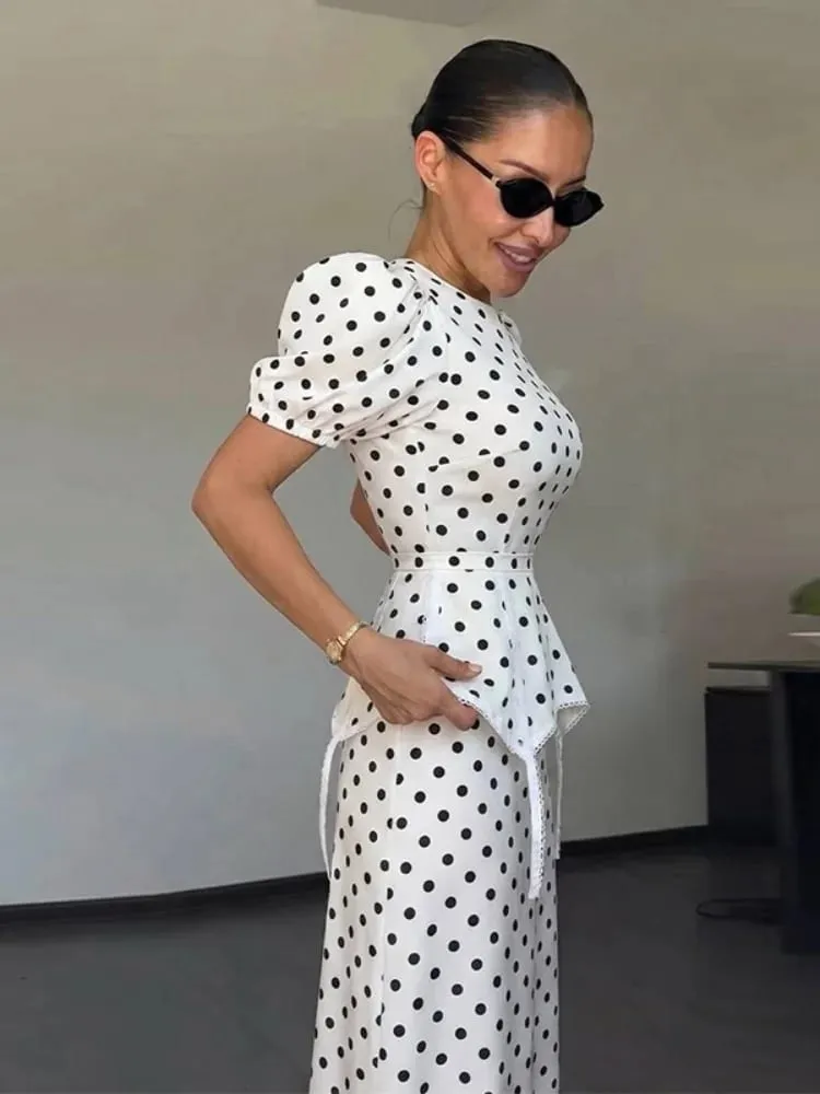 Vestido feminino estampa floral cetim gargantilha pescoço manga bufante cintura peplum vestidos maxi elegante vintage praia festa bodycon para mulheres — image 7