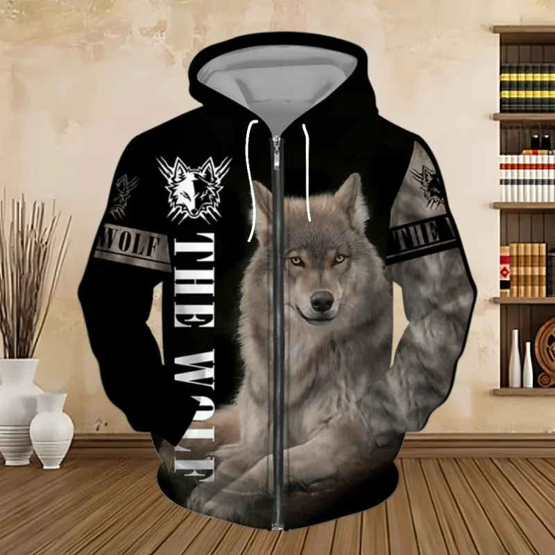 Primavera e outono moletom com capuz masculino 3d impressão digital série tigre zip up hoodies moda moletom personalizado para homem — image 6