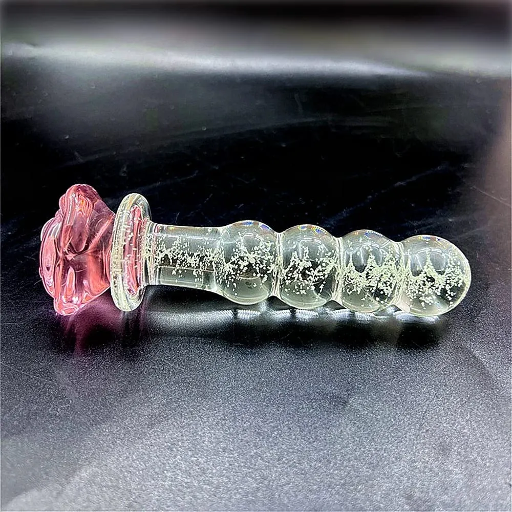 Vibrador de vidro luminoso rosa anal plug brilho no escuro butt plug contas anal penetração anal casais jogar brinquedo sexo adulto joinjjtoy — image 3