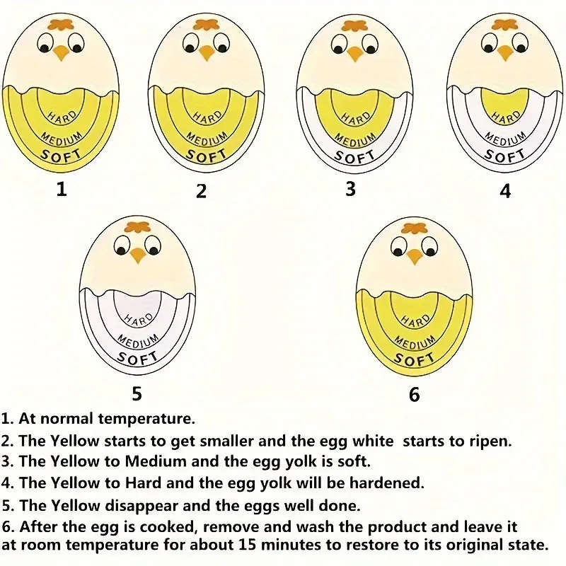 1 Color Changing Timer Hard/Medium Soft/Soft Doneness Indication with Cute Cartoon Face Kitchen Tools Suitable Boiling Eggs — image 3