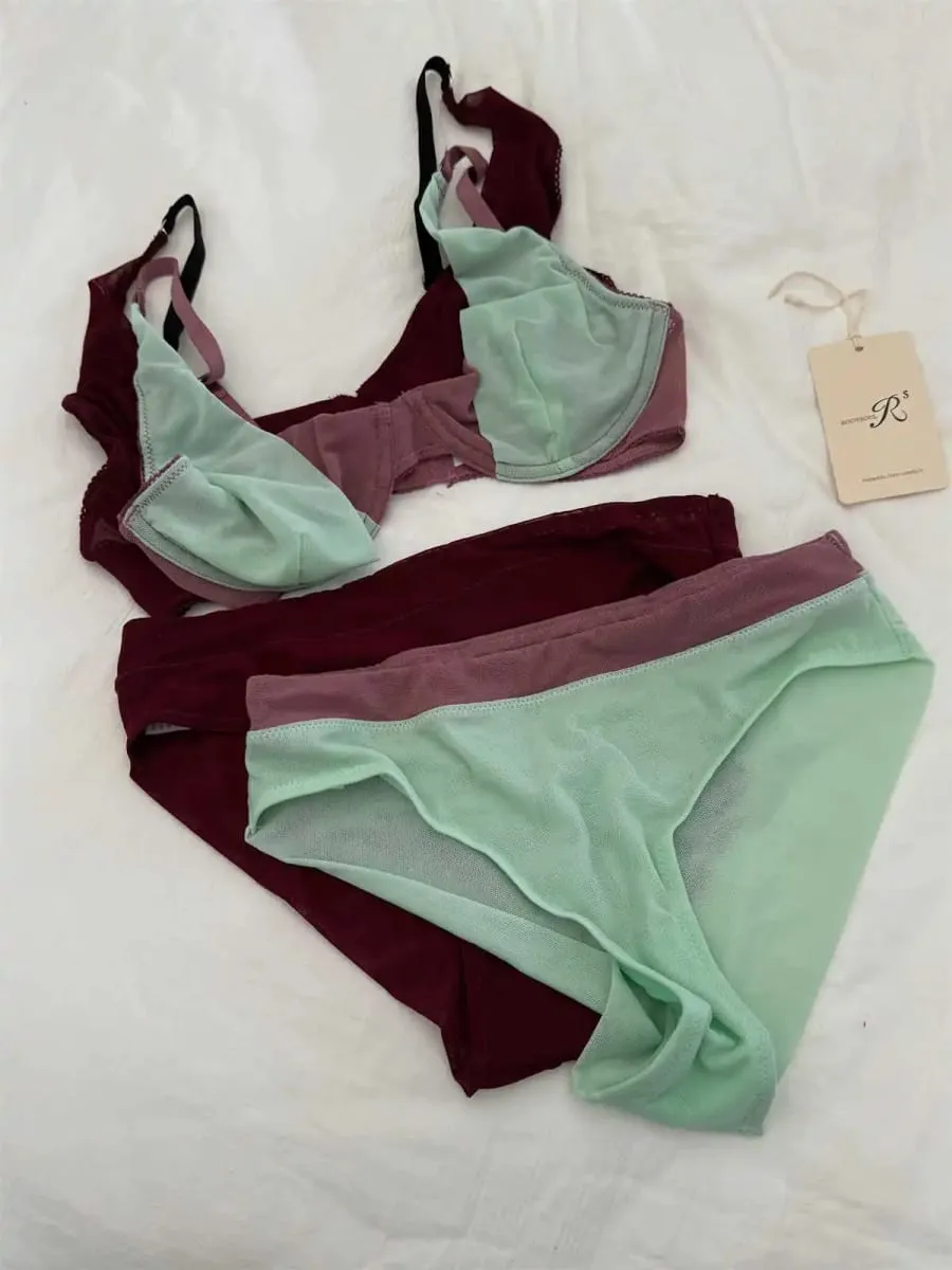 Bra French mesh comfortable lingerie with underpants suit small fresh underwear up support large breasts show small bra set