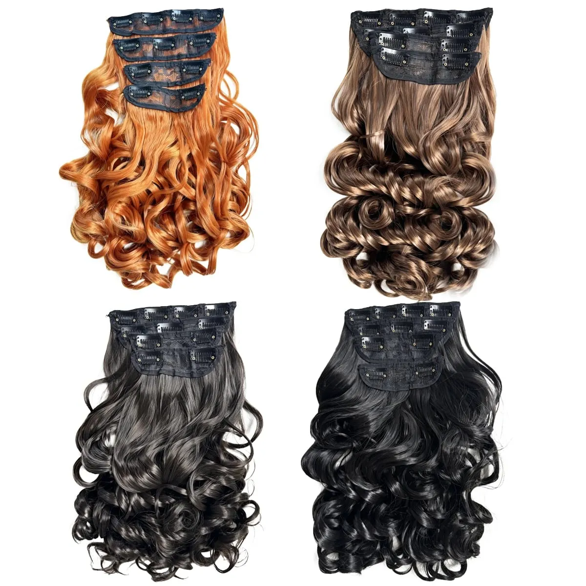 Synthetic Roman curls sandwiched in hair extension long curly wig women's hair extension hair piece daily party — image 6