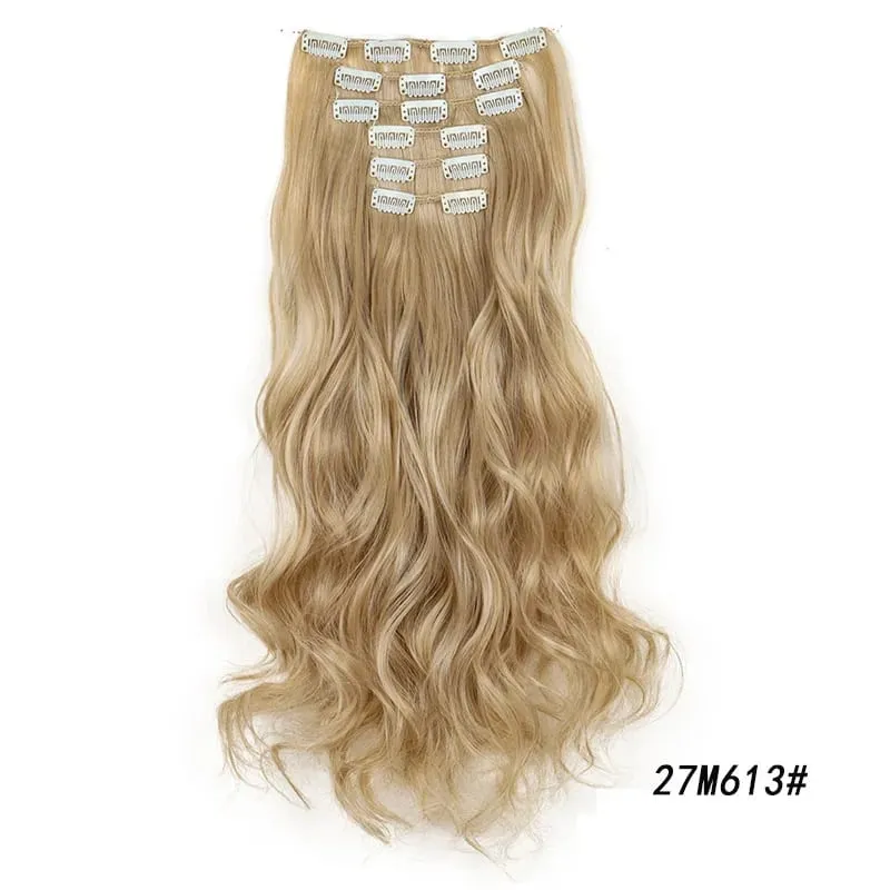 Synthetic Long Curly 16 Clips Hair Extension Heat Resistant Fiber Black Brown Hairpiece for Women Cosplay Wig Halloween Wig Part — image 25