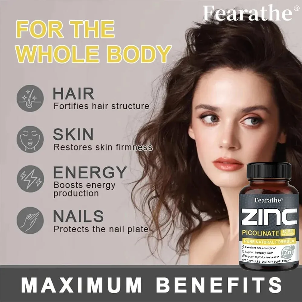 Capsules de zinc 50 mg - Supplément de soutien immunitaire antioxydant naturel pour les cheveux, les ongles et la peau unisexe — image 5