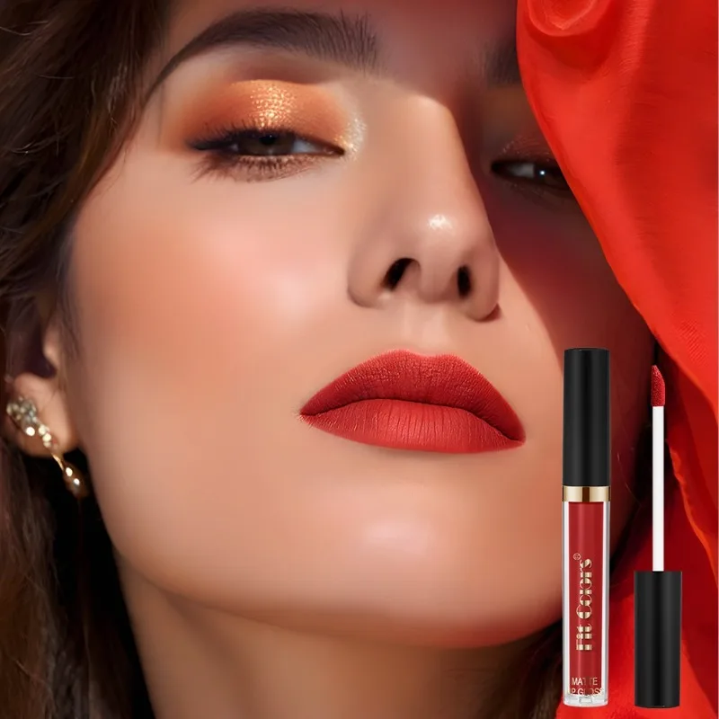 Pasform Farver Langtidsholdbar mat læbestift Non Stick fugtgivende lipgloss Vandtæt makeup læbeglasur Sexede lilla røde læbestifter — image 2
