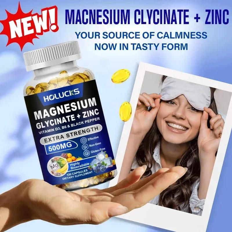 Magnesium Glycinate & Zinc Supplement for Muscle Joint Bone Enzyme & Heart Health Support Immune Relaxation Mood — image 6