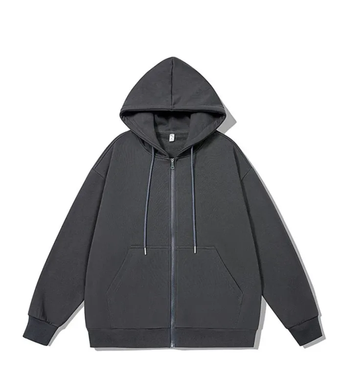 Moletom masculino de manga comprida com zíper, moda outono inverno casual solto ajuste moletom roupa esportiva masculina — image 5