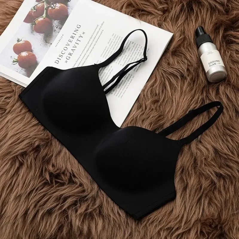 Soft Comfort Wireless Bra Thin Cup Elastic Material Push Up Bra Elastic Gathered Design Seamless Bra Lingerie Beauty — image 8