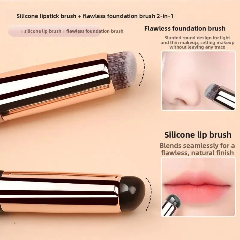 2-in-1 Dual-End Silicone Lip Brush Concealer Brush with Cap Portable Round Head Multi-Function Lipstick Makeup Brush Beauty Tool — image 4