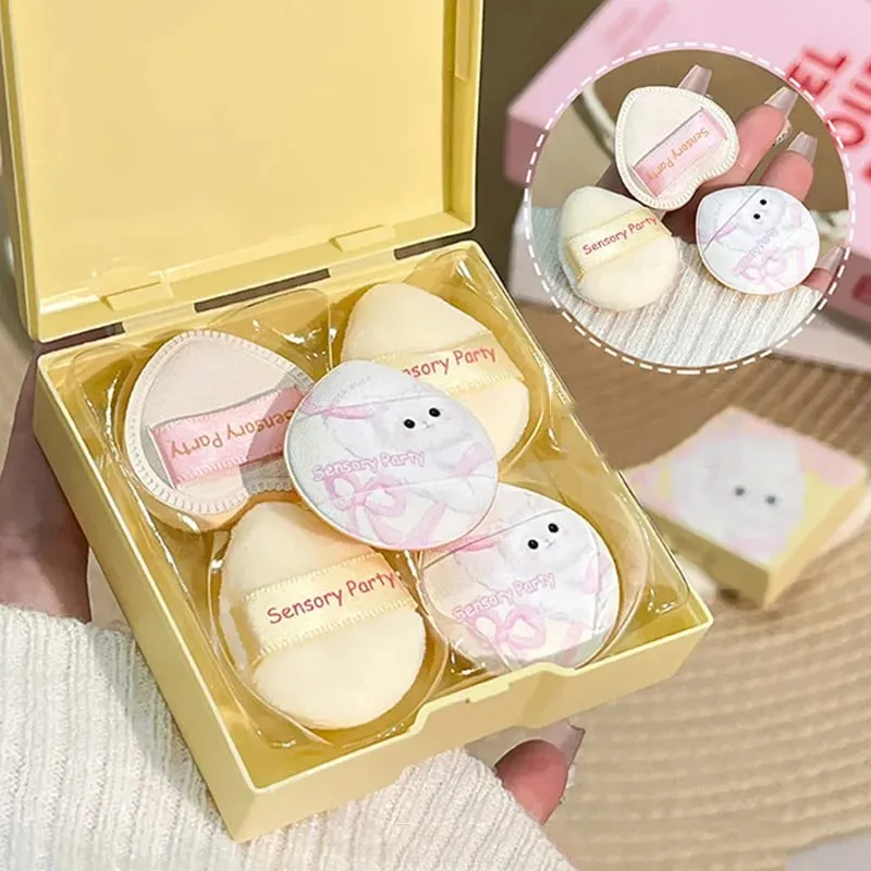 Cute Pink Mini Finger Puff Set with Box Facial Makeup Sponge Soft Velvet Mixed Beauty Makeup Puff Professional Makeup Tools 5pcs — image 3