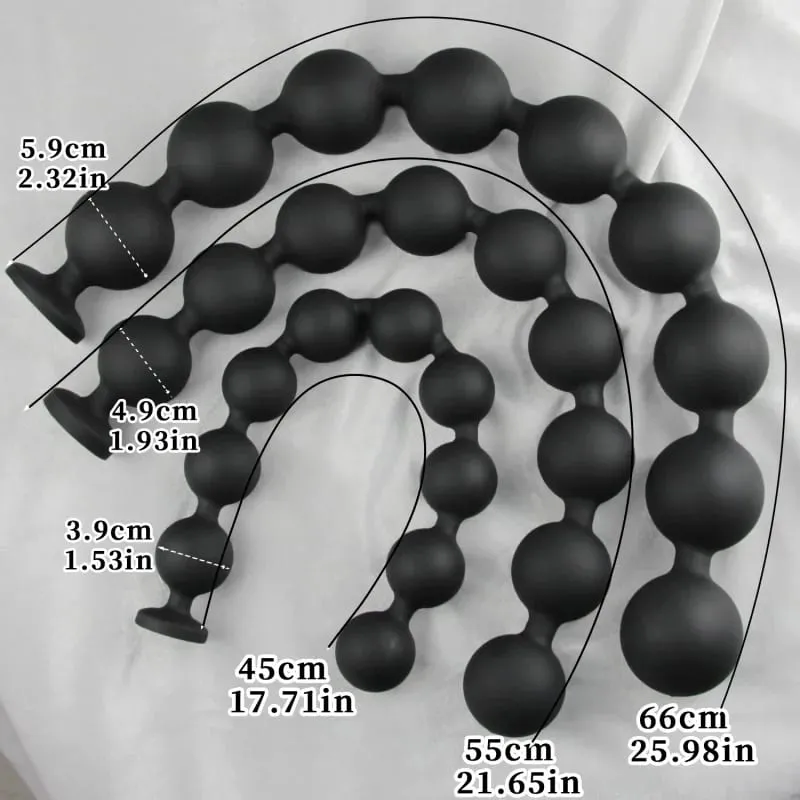 45/55/66 cm Långa analpärlor Bollar Dildo Butt Plug Sexleksaker för män Kvinnor Vaginal Plug BDSM Onani Prostata Massage Buttplug — image 1