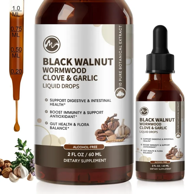 Black Walnut Drops Wormwood Tincture - with Clove Berberine - Heart & Gentle Gut Cleanse & Digestive Health - Gut-Friendly