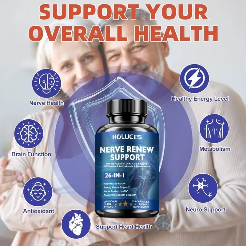 Nourish Nerve Supplement 26-IN-1 Formula Contains Vitamin B Complex R-Alpha Lipoic Acid Support Heart Nerve Brain Health — image 6