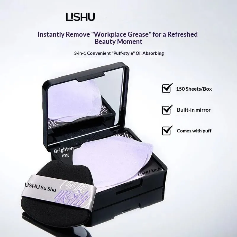 Oil Control Blotting Paper with Powder Puff Face Powder Makeup Setting Sheets Portable Touch Up Tool,150 Sheets — image 3