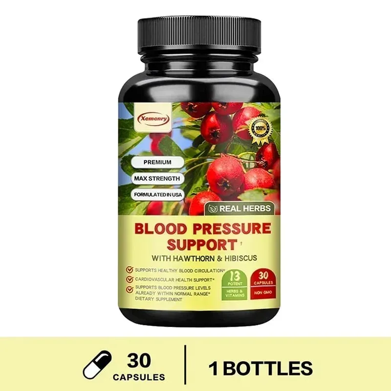 Suporta sa Presyon ng Dugo - Sinusuportahan ang Cardiovascular Health Nagpapalakas ng Enerhiya at Immunity para sa Kalusugan ng Puso - na may Hawthorn at Hibiscus