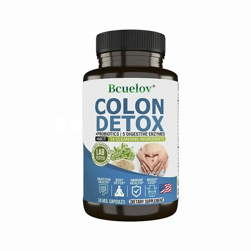 Colon Detox Probiotics Containing Psyllium Husk Relieves Constipation and Bloating Cleansing Supplement