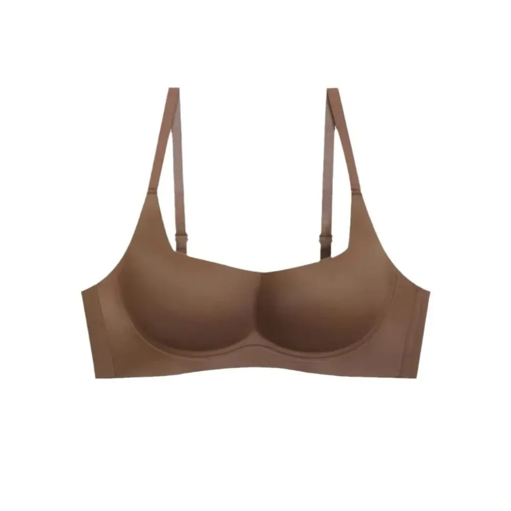 Anti-sagging Lingerie Bras Thin Lingerie Solid Color Gathered Underwear Skin-Hugging Up Top Collect Side Breasts Non-Wire Bra