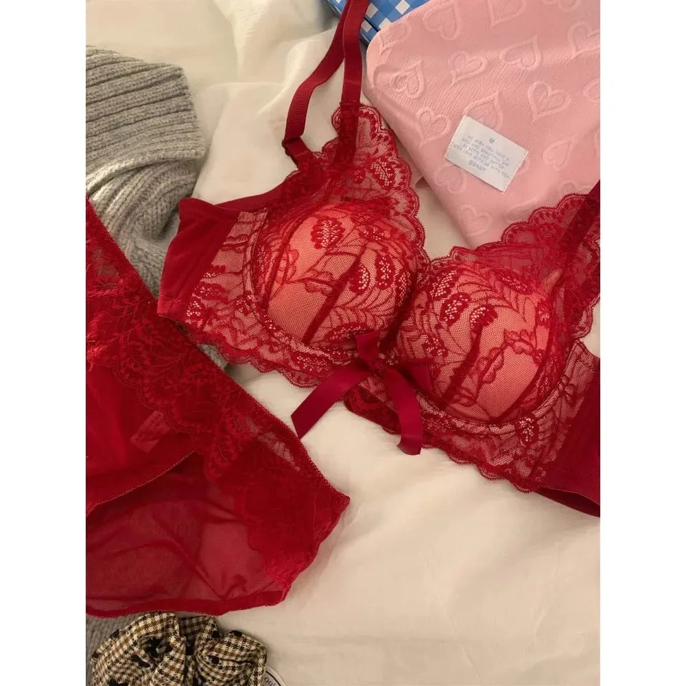 Žhavá prodejná bezdrátová krajková podprsenka Ženy Malé poprsí Silné vycpávky Push Up Lift Anti Sage Boční podpora Sexy spodní prádlo 32‑38 AB — image 6