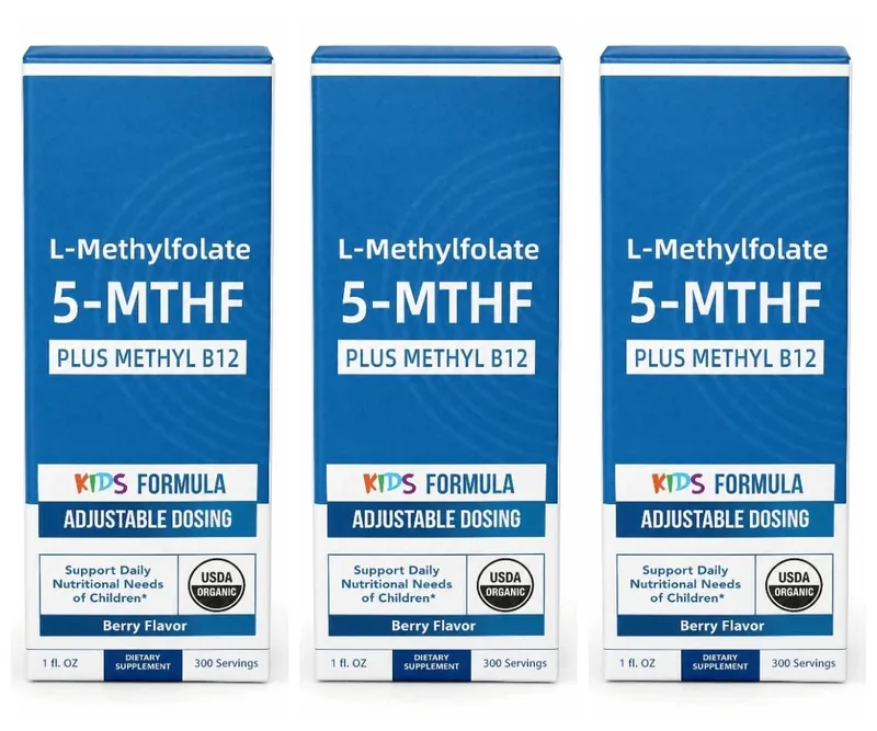 Kids L-Methylfolate 5-MTHF Drops with Methyl B12 Organic Berry Flavor Liquid Folate Supplement for Children Vegan Formula 30ml — image 10