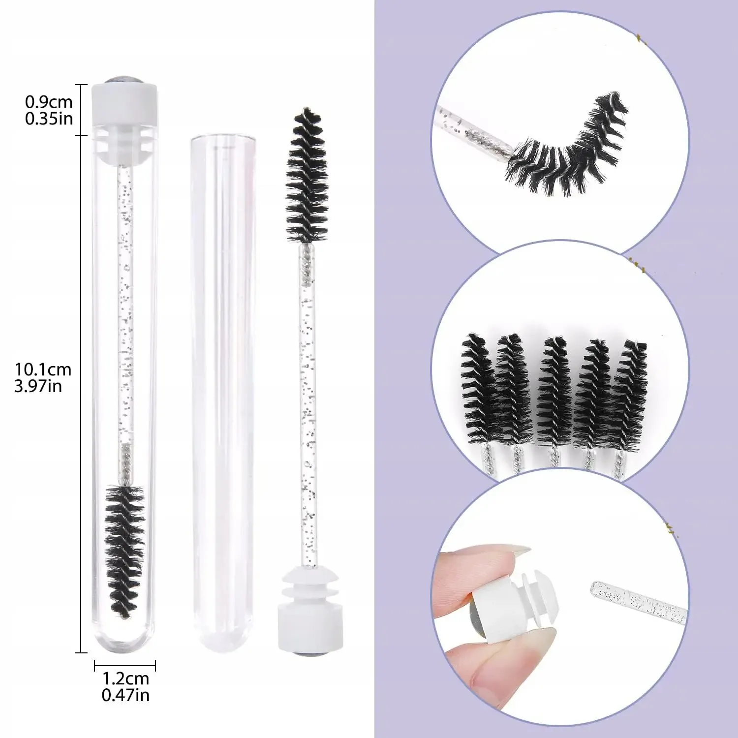EyeLash Brushes 50pcs Reusable Eyelashes Brush Tube for Eyelash Extension Disposable Mascara Wands Eyebrow Brush Applicator — image 6