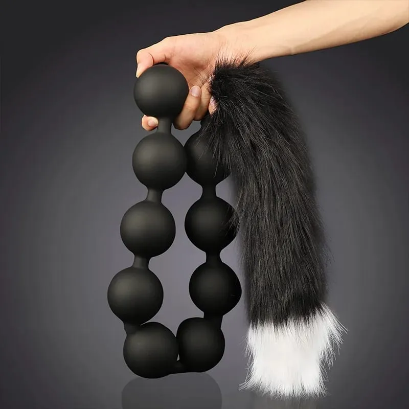 Plugue anal com cauda bdsm, jogos sexuais adultos para casal, contas anais enormes, silicone líquido, plugue anal macio, massagem de próstata, vibradores anais — image 3